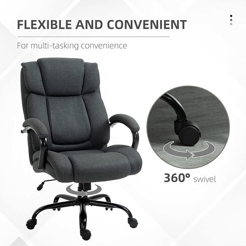 Vinsetto Big and Tall Executive Office Chair 485lbs with Wide Seat, High Back Computer Desk Chair with Tilt, Adjustable Height, Charcoal Gray in Saudi Arabia