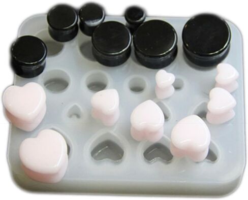 1-Pack Round Heart Shape Silicone Ear Stretching Mold DIY Ear Gauges Making Kit Jewelry Resin Casting Mould for Earlobe Expander Craft in Saudi Arabia