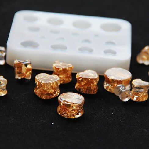 1-Pack Round Heart Shape Silicone Ear Stretching Mold DIY Ear Gauges Making Kit Jewelry Resin Casting Mould for Earlobe Expander Craft in Saudi Arabia