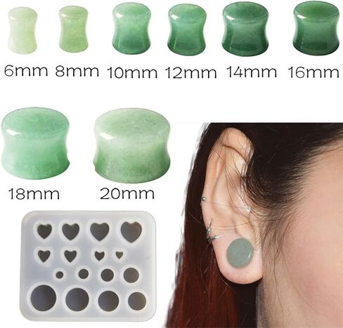 1-Pack Round Heart Shape Silicone Ear Stretching Mold DIY Ear Gauges Making Kit Jewelry Resin Casting Mould for Earlobe Expander Craft in Saudi Arabia