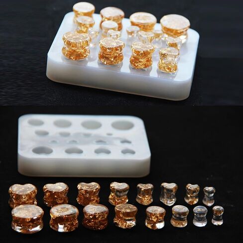 1-Pack Round Heart Shape Silicone Ear Stretching Mold DIY Ear Gauges Making Kit Jewelry Resin Casting Mould for Earlobe Expander Craft in Saudi Arabia