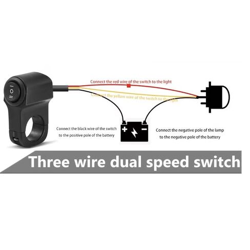 Universal Motorcycle Handlebar Light Switch, 12V/24V Headlight and Spotlight Dual Control Button, Triple Line Switch for ATV, Scooter, Off-Road Bike (1 Pack) in Kuwait