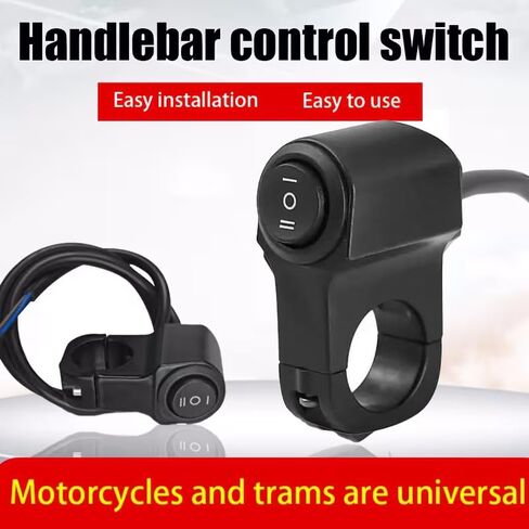 Universal Motorcycle Handlebar Light Switch, 12V/24V Headlight and Spotlight Dual Control Button, Triple Line Switch for ATV, Scooter, Off-Road Bike (1 Pack) in Kuwait