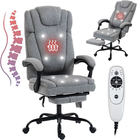Massage Reclining Office Chair with Heat, 8 Vibration Points & Lumbar Heating, 500 lbs Heavy Duty High Back Executive Desk Chair, Retractable Footrest, Breathable Fabric,for Home Office/Gaming in Saudi Arabia