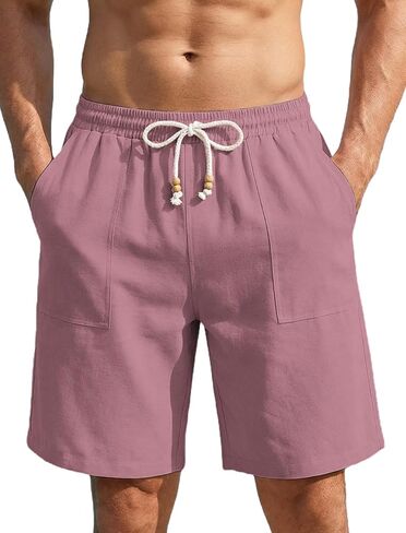 COOFANDY Men's Ultra-Light 9" Summer Shorts Casual Drawstring Linen Shorts with Pockets in Saudi Arabia