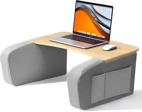 Lap Desk for Adults with Arm Rests,Ergonomic Laptop Pillow Stand for Bed,Couch,Floor,Large Table for Long Hours Work,Eating,Gaming,Reading and Writing,Wood Lap Laptop Desk for College Dorm Room in Saudi Arabia