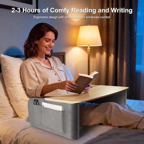 Lap Desk for Adults with Arm Rests,Ergonomic Laptop Pillow Stand for Bed,Couch,Floor,Large Table for Long Hours Work,Eating,Gaming,Reading and Writing,Wood Lap Laptop Desk for College Dorm Room in Saudi Arabia
