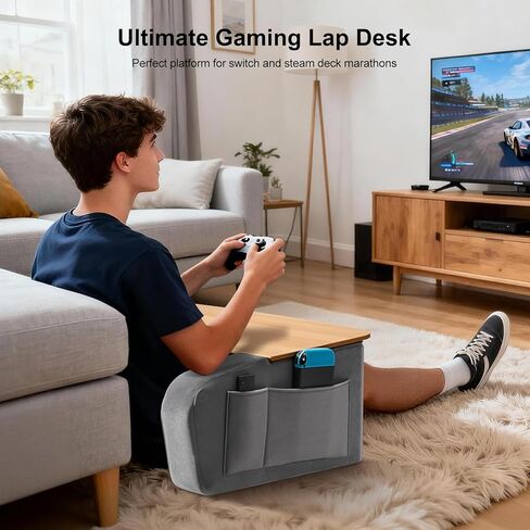 Lap Desk for Adults with Arm Rests,Ergonomic Laptop Pillow Stand for Bed,Couch,Floor,Large Table for Long Hours Work,Eating,Gaming,Reading and Writing,Wood Lap Laptop Desk for College Dorm Room in Saudi Arabia