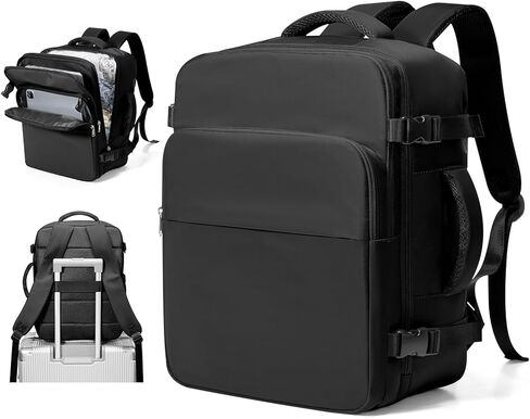 Travel Backpack with USB Charging Port, Airline Approved Personal Item Bag 40x30x20cm, Underseat Carry On Backpack for Women Men, Weekender Flight Bag with Tablet Sleeve, Black in Saudi Arabia