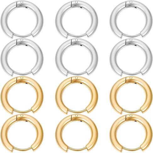 SUNNYCLUE 1 Box 24Pcs 2 Colors Real 18K Gold Plated Gold Silver Huggie Earrings Stainless Steel Huggie Hoops Bulk Leverbacks Findings Metal Round Ear Hoops for Jewelry Making DIY Crafts Women Supplies in Kuwait