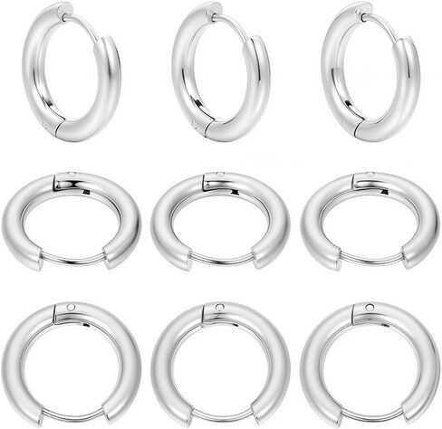 SUNNYCLUE 1 Box 24Pcs 2 Colors Real 18K Gold Plated Gold Silver Huggie Earrings Stainless Steel Huggie Hoops Bulk Leverbacks Findings Metal Round Ear Hoops for Jewelry Making DIY Crafts Women Supplies in Kuwait