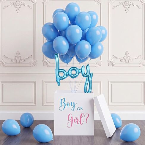 Kolldenn 28 Inches Giant Gender Reveal Gift Box with Lid Kit, Extra Large White Gift Box with Boy or Girl Themed Stickers, Balloons for Gender Reveal Birthday Party Decor Baby Shower(Boy) in Saudi Arabia