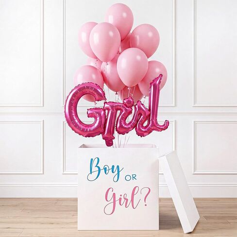 Kolldenn 28 Inches Giant Gender Reveal Gift Box with Lid Kit, Extra Large White Gift Box with Boy or Girl Themed Stickers, Balloons for Gender Reveal Birthday Party Decor Baby Shower(Boy) in Saudi Arabia