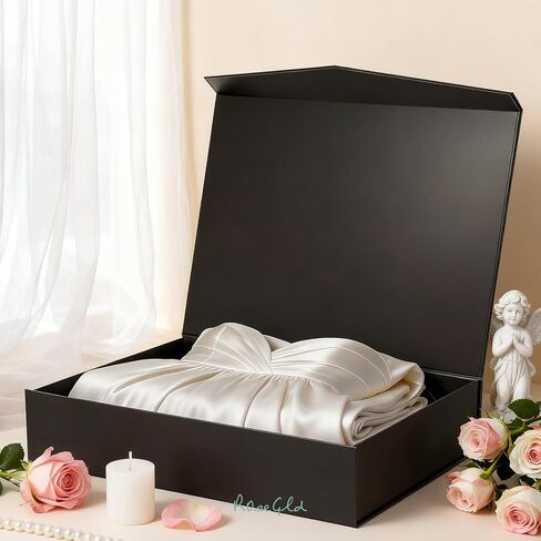 ROSEGLD Extra Large Gift Box 25x19x5 Inches, Giant Black Magnetic Gift Box with lids for Presents, Groomsman Proposal Box (Matte Black) in Saudi Arabia