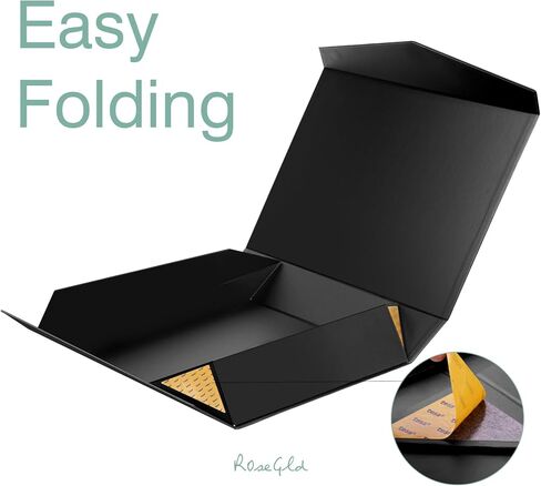 ROSEGLD Extra Large Gift Box 25x19x5 Inches, Giant Black Magnetic Gift Box with lids for Presents, Groomsman Proposal Box (Matte Black) in Saudi Arabia