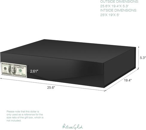 ROSEGLD Extra Large Gift Box 25x19x5 Inches, Giant Black Magnetic Gift Box with lids for Presents, Groomsman Proposal Box (Matte Black) in Saudi Arabia