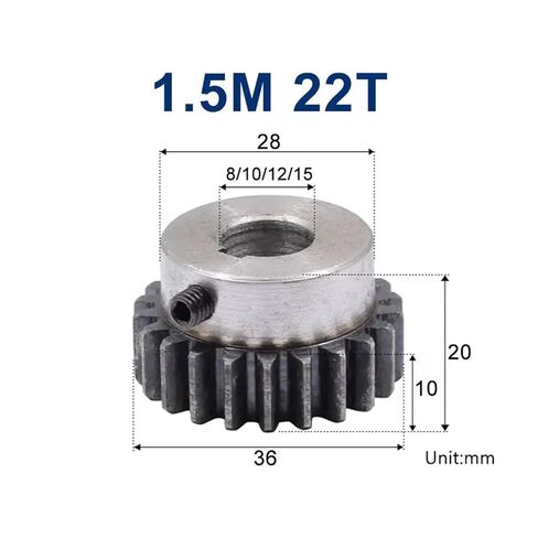Spur Gear 1.5M 22T 22teeth Right Teeth Hole 8mm 10mm 12mm 15mm 45# Steel 1Pcs(15mm,3pc 1.5M 22 Teeth) in Saudi Arabia