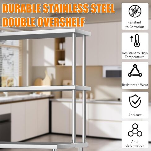 Heavy-Duty 4-Tier Stainless Steel Laboratory Workbench with Overshelves and Adjustable Under Shelf, 60x24 inch Prep Table for Industrial, Commercial, and Research Applications in Saudi Arabia