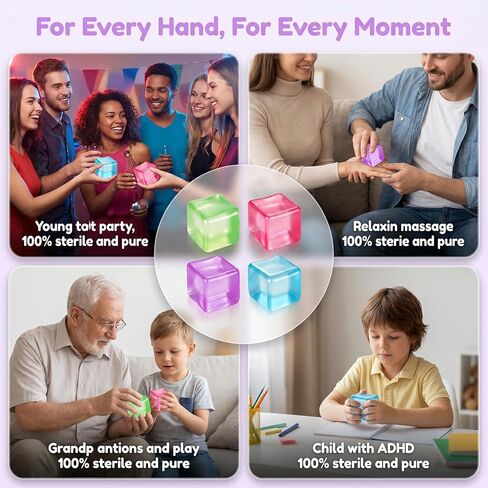 4 Pack Ice Cube Squishy, Slow Rising Fidget for Adults, Sensory Square Shape Stress Balls for Anxiety Relief Classroom Prizes Birthday Gifts Office School in Saudi Arabia