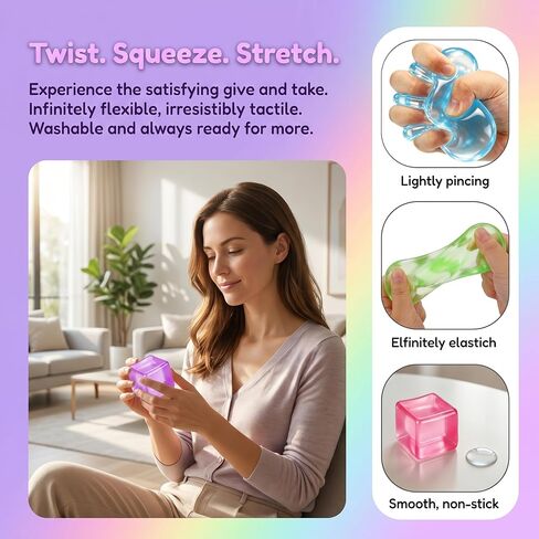 4 Pack Ice Cube Squishy, Slow Rising Fidget for Adults, Sensory Square Shape Stress Balls for Anxiety Relief Classroom Prizes Birthday Gifts Office School in Saudi Arabia