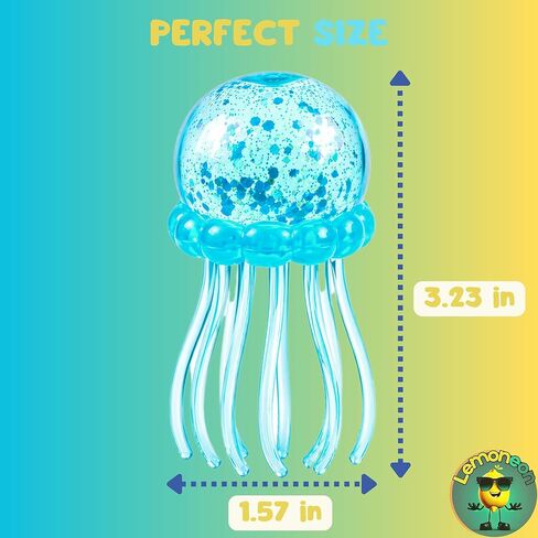 Glitter Jellyfish Squishy 4 pcs - Yellow Pink Purple Blue Dumpling Jellyfish - 2026 Upgraded Dumplings Squishes for Adults Teens Squeeze Easter Basket Stuffers in Saudi Arabia