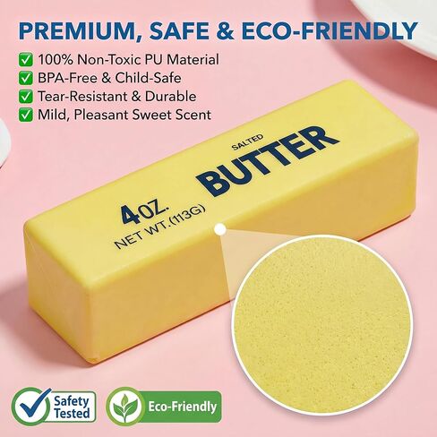 Dreamplay Realistic Butter Squeeze Toy, Slow Rising PU Foam Squishies for Kids Ages 3+, Soft Sensory Food Shaped Desk Decor and Novelty Party Favors in Saudi Arabia