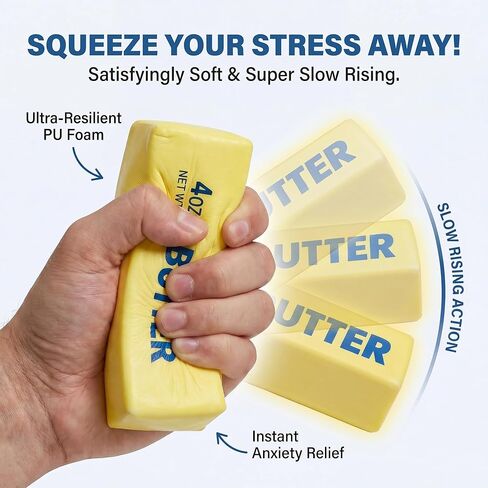 Dreamplay Realistic Butter Squeeze Toy, Slow Rising PU Foam Squishies for Kids Ages 3+, Soft Sensory Food Shaped Desk Decor and Novelty Party Favors in Saudi Arabia