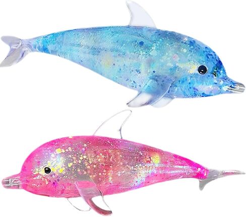 2 Pack Squishy Dolphin Sugar Stress Balls for Kids and Adults, Kawaii Dolphin Squeeze Sugar Ball Squishy Toys, Sea-Animals Sensory Stress Toys, Party Favors for Kids, Easter Basket Stuffers in Saudi Arabia