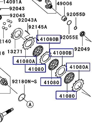 Compatible with Kawasaki Prairie 360, 650, 700 / Brute Force 650, 750 Clutch - 2 Separator Disk, 3 Friction Disks & 2 Pressure Complete Set on Rear Brake - Replaces 41080-1484, 41080-1482 & 41080-1483 in Kuwait