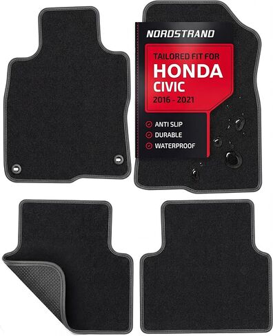 سجادات أرضية لسيارة Honda Civic 2016-2026 - مخصصة ثلاثية الأبعاد مناسبة لسيارة Civic 10th و11th Gen Hatchback Coupe Sedan - سجادة سجاد شديدة التحمل بوزن 22oz - مجموعة من 4 بطانات سيارات لجميع الأحوال الجوية (لسيارة Honda Civic 2022-2027) in Kuwait