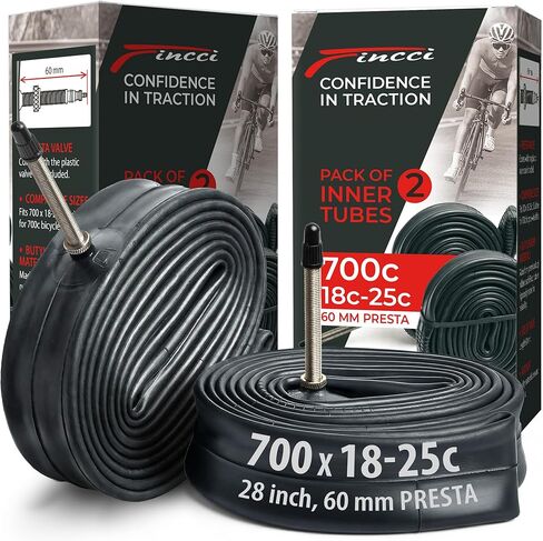 زوج Fincci 700 x 18c 23c 25c 60mm صمام بريستا الداخلي للأنابيب الداخلية لسباق الدراجات الهوائية (حزمة من 2) أنبوب دراجة 28 بوصة in Kuwait