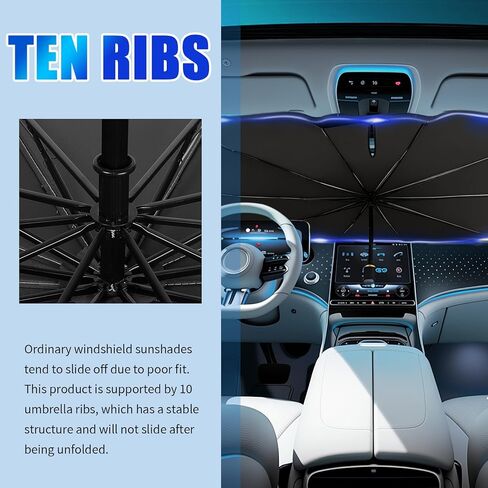 Car Windshield Sun Shade Umbrella,Titanium Silver Umbrella Sunshade for Car Windshield with Foldable Design,Portable & Heat-Blocking Sun Shield for Cars Windshields with Storage Pouch in Saudi Arabia