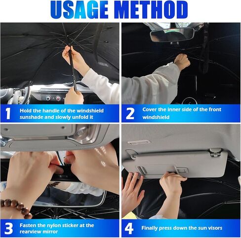 Car Windshield Sun Shade Umbrella,Titanium Silver Umbrella Sunshade for Car Windshield with Foldable Design,Portable & Heat-Blocking Sun Shield for Cars Windshields with Storage Pouch in Saudi Arabia