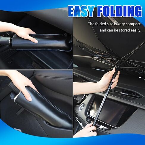 Car Windshield Sun Shade Umbrella,Titanium Silver Umbrella Sunshade for Car Windshield with Foldable Design,Portable & Heat-Blocking Sun Shield for Cars Windshields with Storage Pouch in Saudi Arabia