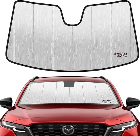 2017-2025 CX-5 غطاء شمسي للزجاج الأمامي متوافق مع 2017-2025 Mazda CX-5 فضي عاكس قابل للطي واقي من الشمس الأمامي مع حقيبة تخزين للحفاظ على برودة الجزء الداخلي in Kuwait