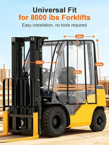 JDMON Forklift Cover for 8000 lbs Heavy Duty Forklifts, Clear PVC Cab Enclosure with Roof Straps, 360° Visibility, Four Side Roll-Up Design for Rain Snow Dust Wind UV Protection in Kuwait