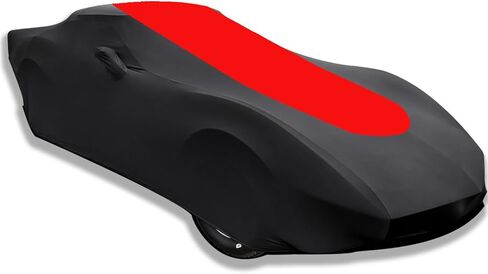 Indoor Car Cover Custom Fit for Porsche 911/Boxster/718/Cayman, Stretch Satin Anti-Wrinkle No Faded UV Resistant Dust-Proof Protection with Storage Bag（Black & Red） in Saudi Arabia
