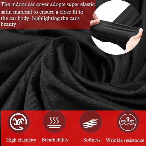 Indoor Car Cover Custom Fit for Porsche 911/Boxster/718/Cayman, Stretch Satin Anti-Wrinkle No Faded UV Resistant Dust-Proof Protection with Storage Bag（Black & Red） in Saudi Arabia