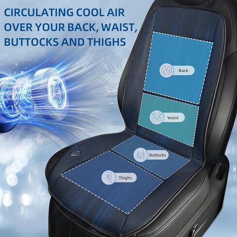 Cooling Car Seat Cover Front Seat, 12V-24V Ventilated Car Seat Cooler with Turbo Fan, Breathable Mesh Fabric Cooled Seat Cushion, 3-Speed Adjustable Airflow, Universal Fit for Cars, SUVs, Trucks in Saudi Arabia