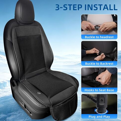 Cooling Car Seat Cover Front Seat, 12V-24V Ventilated Car Seat Cooler with Turbo Fan, Breathable Mesh Fabric Cooled Seat Cushion, 3-Speed Adjustable Airflow, Universal Fit for Cars, SUVs, Trucks in Saudi Arabia