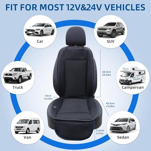 Cooling Car Seat Cover Front Seat, 12V-24V Ventilated Car Seat Cooler with Turbo Fan, Breathable Mesh Fabric Cooled Seat Cushion, 3-Speed Adjustable Airflow, Universal Fit for Cars, SUVs, Trucks in Saudi Arabia