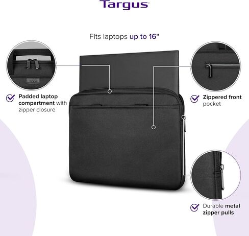 Targus 15-16" Slipskin Sleeve with Hideaway Handles – Slim & Lightweight Laptop Case with Front Zipper Pocket – Padded Protection – Durable Metal Zippers – Fits Laptops Up to 16 Inches - TBS964GL in Kuwait