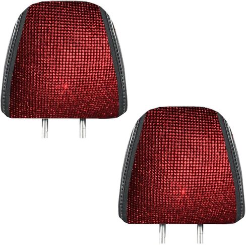 2 PCS Bling Car Headrest Covers, 10.23" x 13.77" Sparkling Rhinestone Breathable Car Head Rest Cover, Anti-Dirty Soft Headrest Protector, Universal for Cars, Vans, Trucks (White) in Saudi Arabia