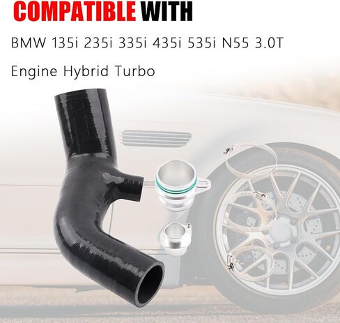 Turbo Inlet Pipe Compatible with BMW 135i 235i 335i 435i 535i N55 3.0T Engine Hybrid Turbo Black Silicone & CNC Aluminum Performance Intake Hose in Saudi Arabia
