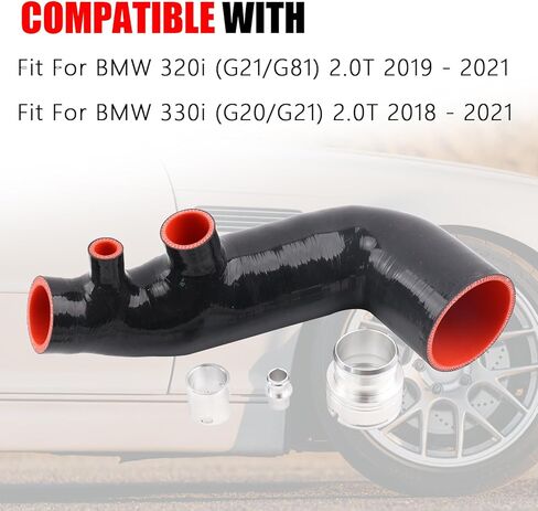 Turbo Inlet Pipe Compatible with BMW 320i 330i B48 2.0T G20 G21 Black Silicone & CNC Aluminum Performance Intake Hose in Saudi Arabia