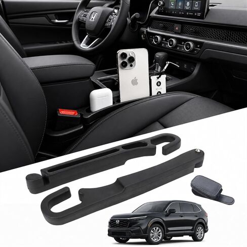 2 PCS Car Seat Gap Filler Compatible with Honda CR-V, HR-V, Pilot, Passport Accessories, Seat Gap Organizer with Emergency Glass Breaker & 1 Sunglasses Holder, Black in Saudi Arabia