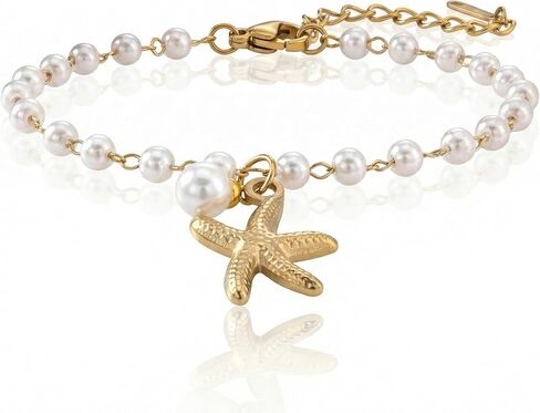 Steering Wheel Charm Car Accessory Starfish Pearl Pendant Hanging for Women Beachy Car Charms Gold Chain Rearview Mirror Decor Accessories in Saudi Arabia
