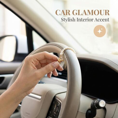Steering Wheel Charm Car Accessory Starfish Pearl Pendant Hanging for Women Beachy Car Charms Gold Chain Rearview Mirror Decor Accessories in Saudi Arabia