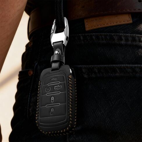 Leather Compatible with ram Key fob Cover for Dodge 2019 2025 RAM 1500 2500 3500 Accessories 5 Buttons Keychain in Saudi Arabia