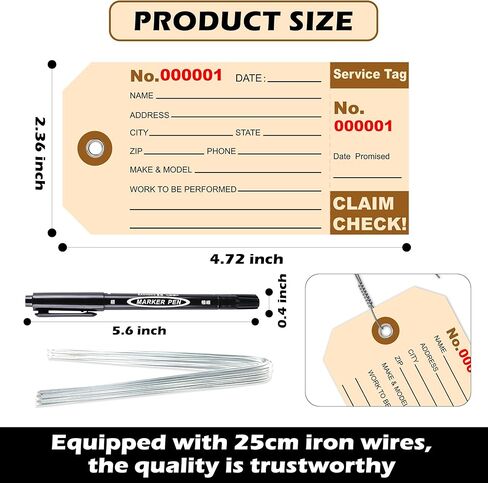 500 Pcs Repair Tags with Stub and Wire Maintenance Tags Service Tags 2.36 X 4.72 Inch Numbered Double Sided Print for Equipment Tracking Inventory Control and Service Management in Saudi Arabia